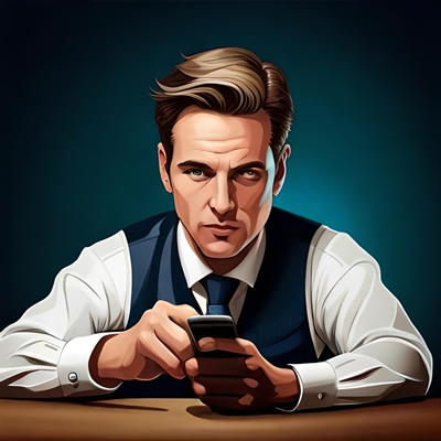 Un homme parie depuis un téléphone mobile
